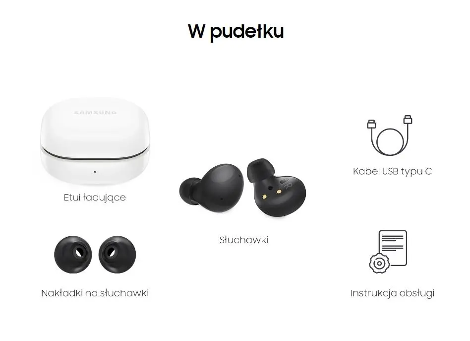 Słuchawki bezprzewodowe Samsung Galaxy Buds 2 SM-R177NZT Dokanałowe Bluetooth 5.2 Onyx