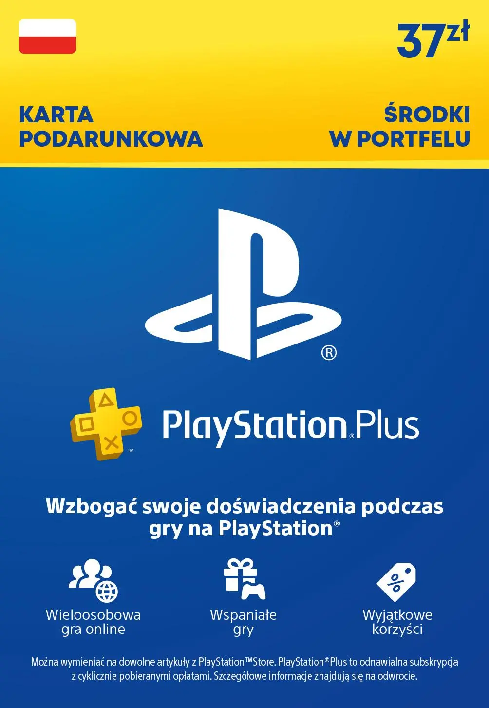 Doładowanie Sony PlayStation Network 37 zł [kod aktywacyjny]