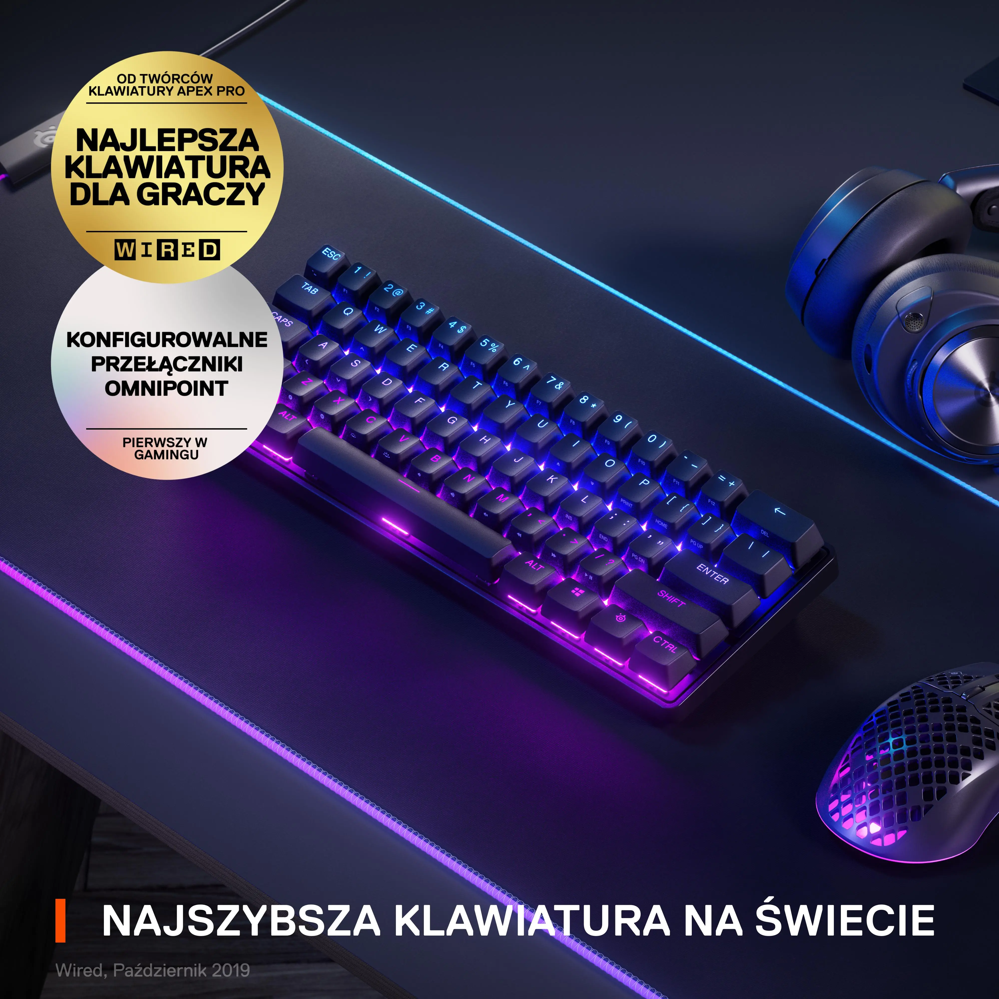 Klawiatura mechaniczna SteelSeries Apex Pro Mini Wireless Czarny