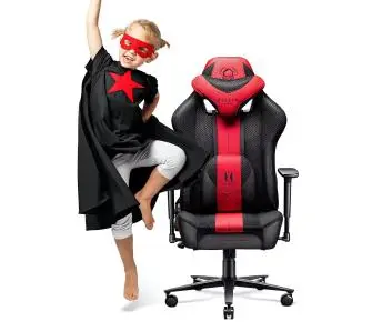 Fotel Diablo Chairs X-Player 2.0 Kids Size Dla dzieci do 120kg Skóra ECO Tkanina Karmazynowo-antracytowy