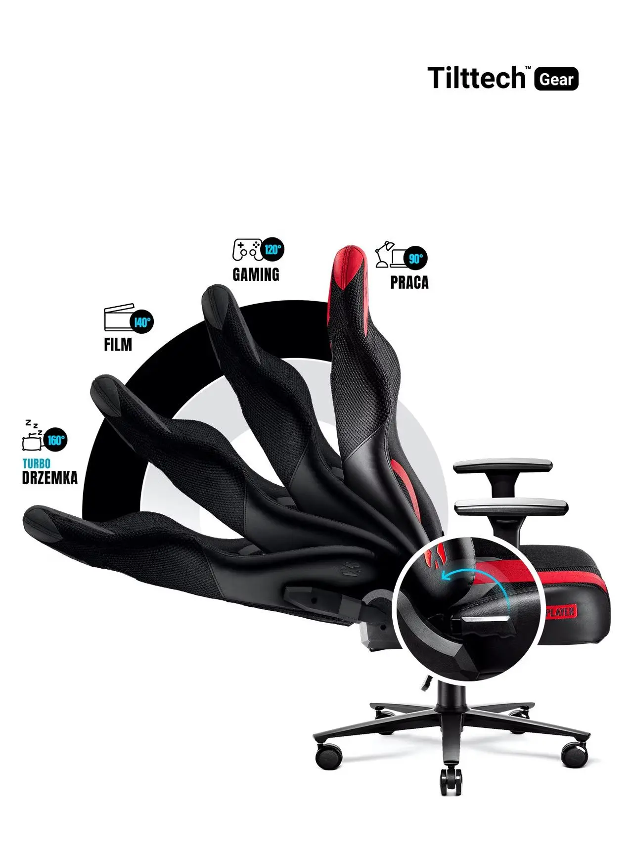 Fotel Diablo Chairs X-Player 2.0 Kids Size Dla dzieci do 120kg Skóra ECO Tkanina Karmazynowo-antracytowy