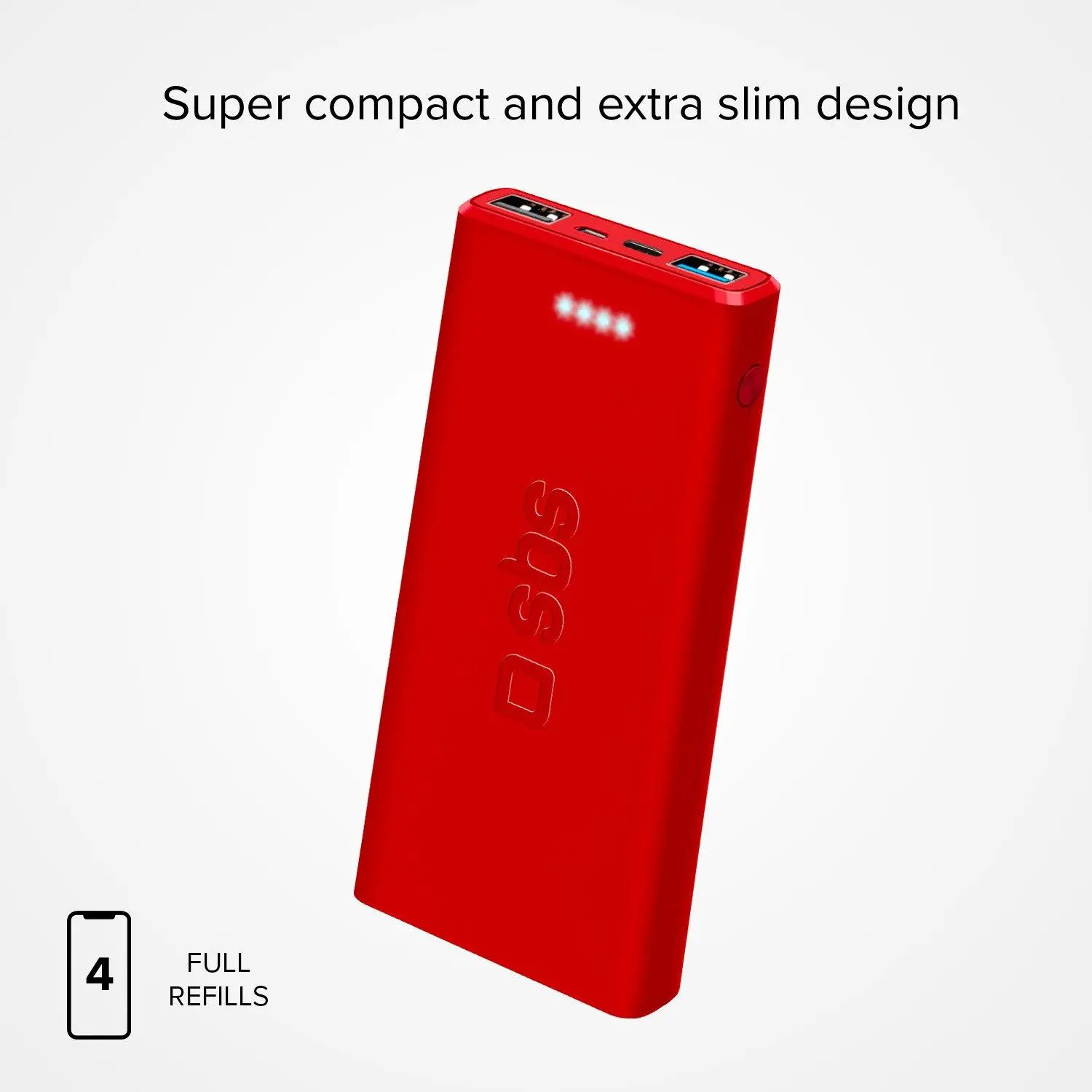 Powerbank SBS TTBB10000FASTR 10000mAh USB-C + micro USB 10W Czerwony