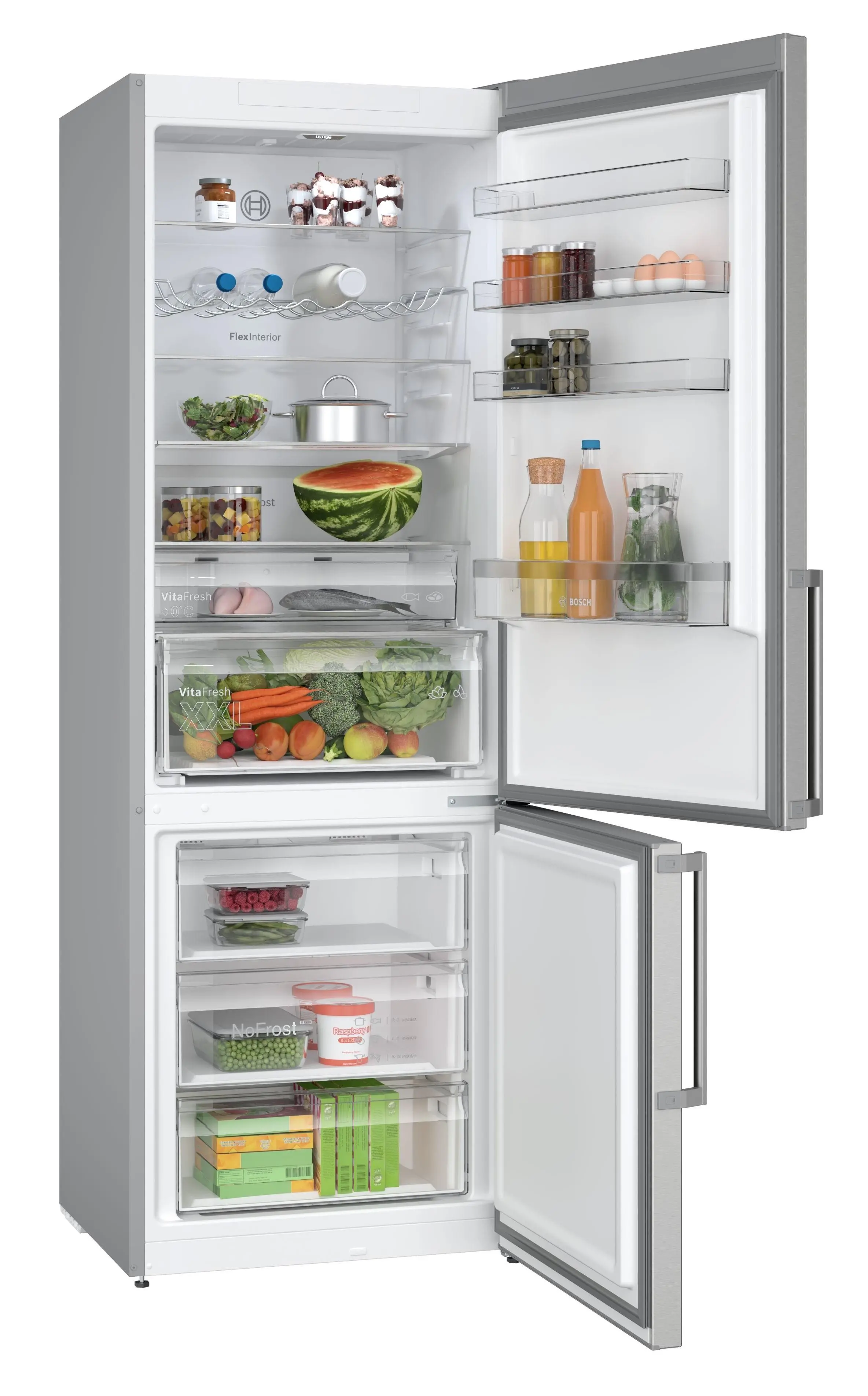 Lodówka Bosch Serie 4 KGN497ICT Pełny No Frost 203cm Szuflada z kontrolą wilgotności Srebrny