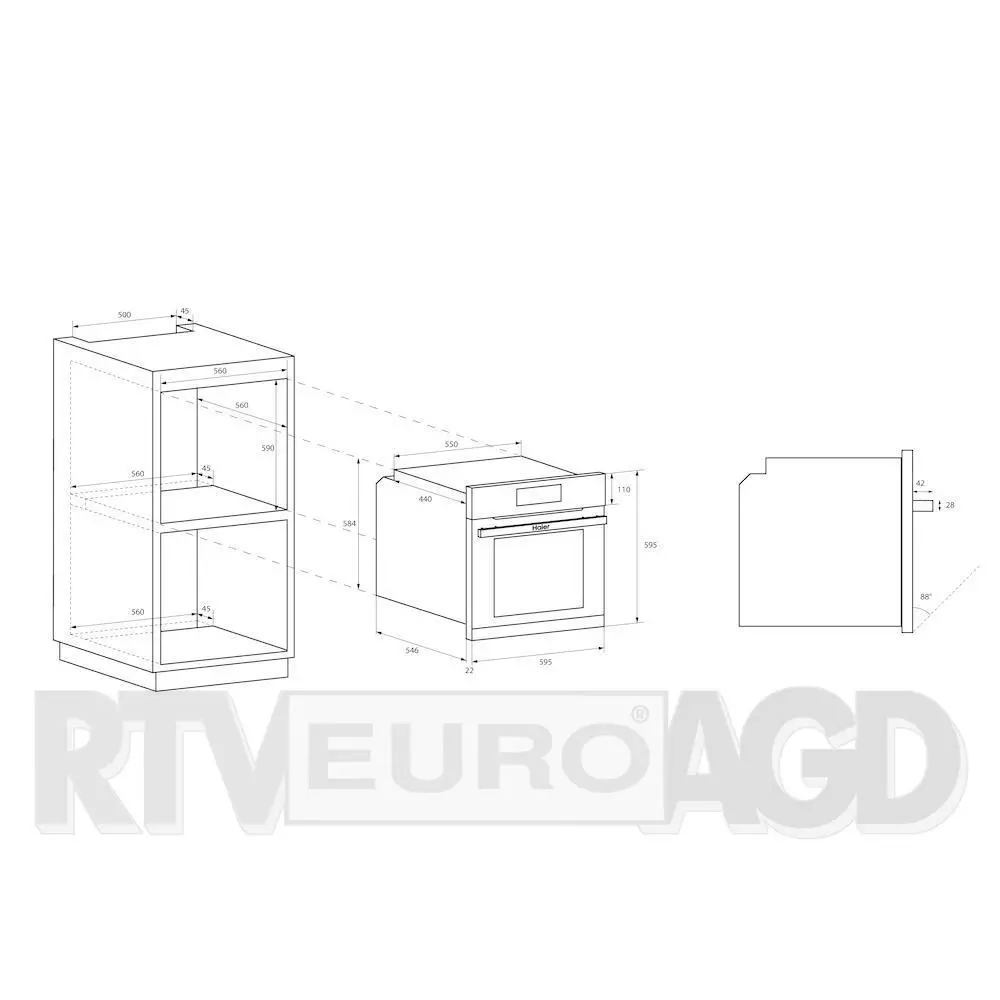 Piekarnik elektryczny Haier I-Touch 6 HWO60SM6T5BH Termoobieg Termosonda Zdalne sterowanie Czarny
