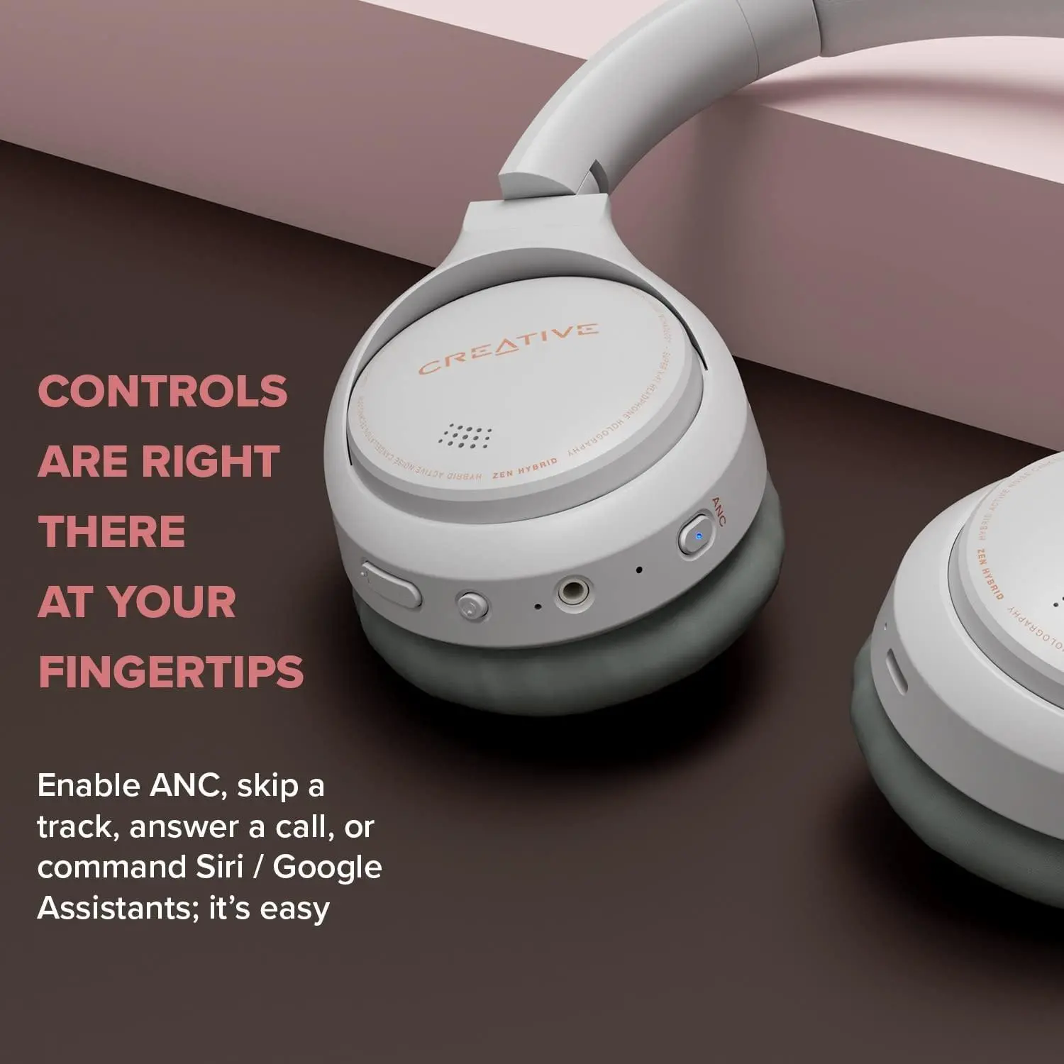 Słuchawki bezprzewodowe Creative Zen Hybrid Nauszne Bluetooth 5.0 Biały