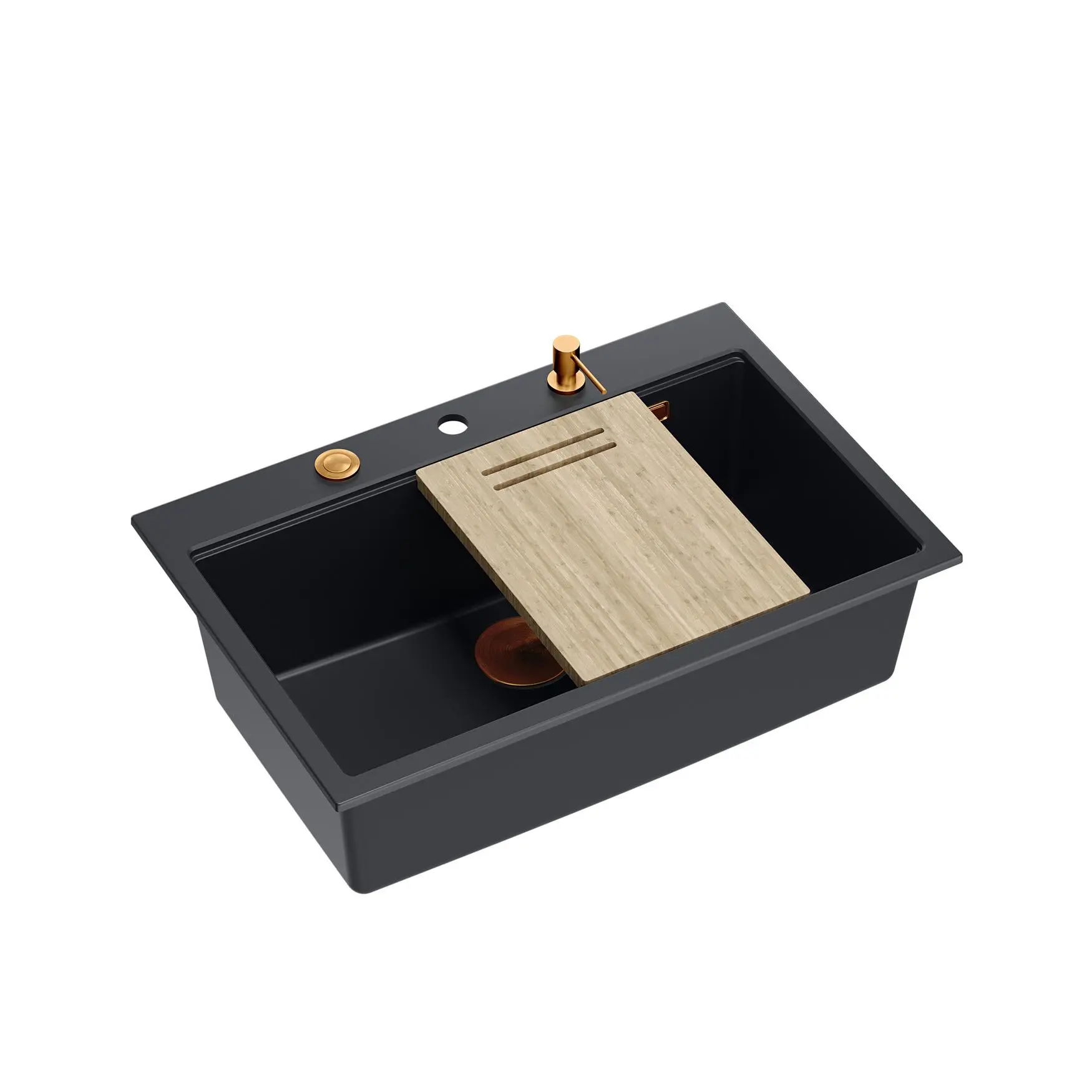 Zlewozmywak Quadron HQM7650U7_PVDC1 Marc Workstation Granitowy Czarny matowy/Miedziany