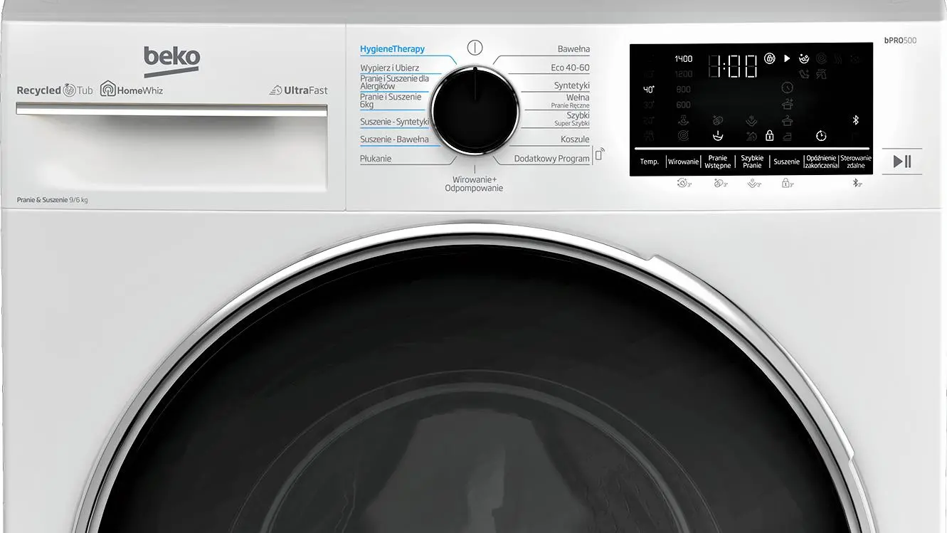 Pralko-suszarka Beko bPro500 B5DFT594427WPB SteamCure 57,3cm 9kg/6kg Zdalne sterowanie