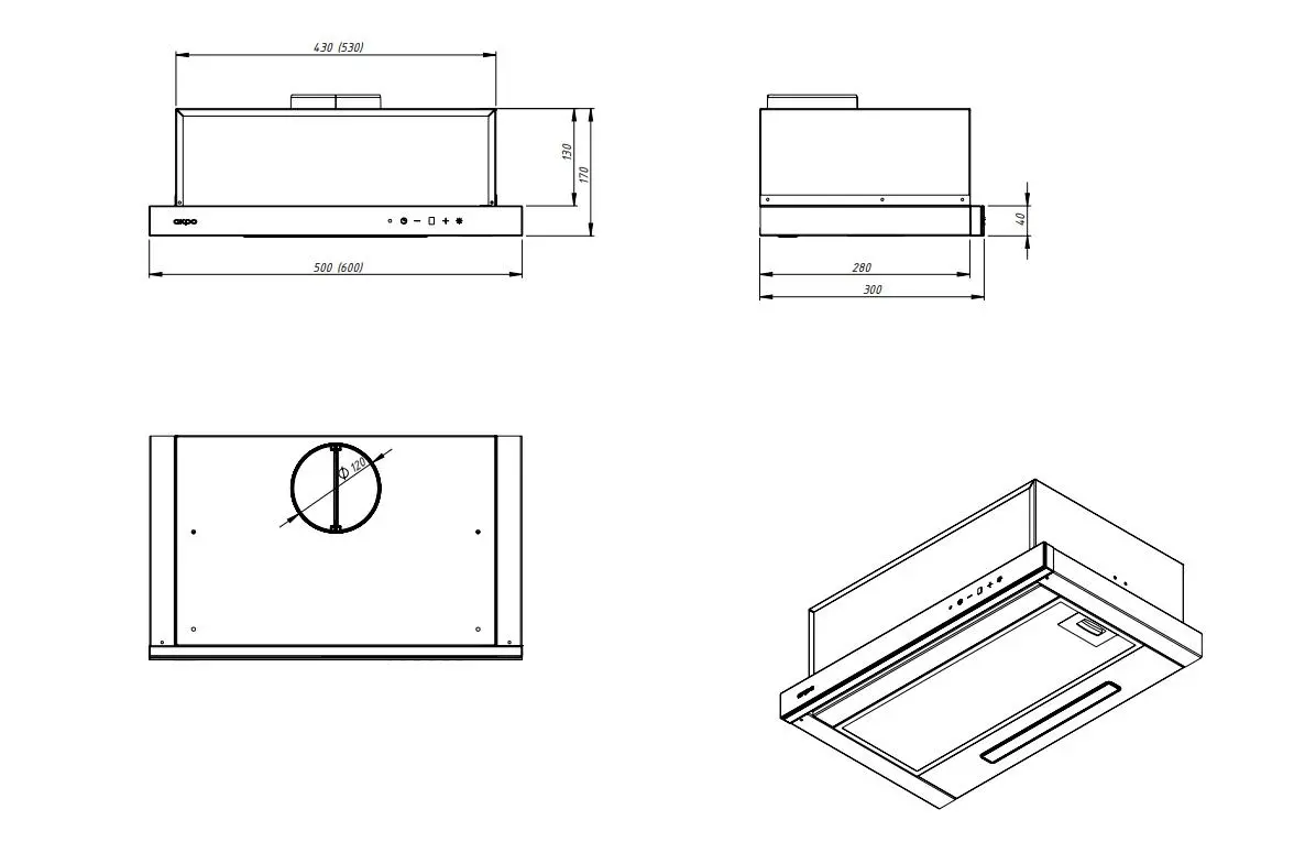 Okap Akpo WK-7 Light Glass Touch 50 Czarny matowy