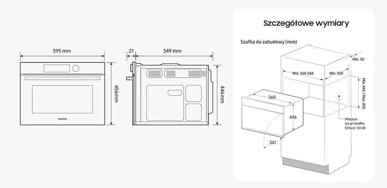Piekarnik z mikrofalą Samsung Bespoke NQ5B6753CAA Termoobieg AirFry Zdalne sterowanie Beżowy