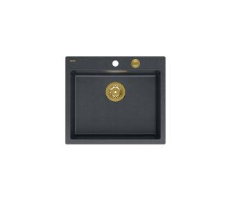 Zlewozmywak Quadron HB8304U8-G1 P2O Morgan 110 Granitowy Czarny metalik/Złoty