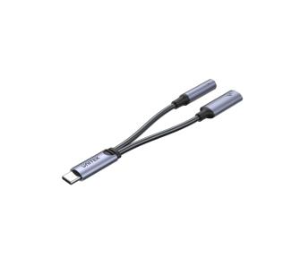 Adapter Unitek M205A USB-C-minijack 3,5mm i USB-C 60W Srebrno-szary
