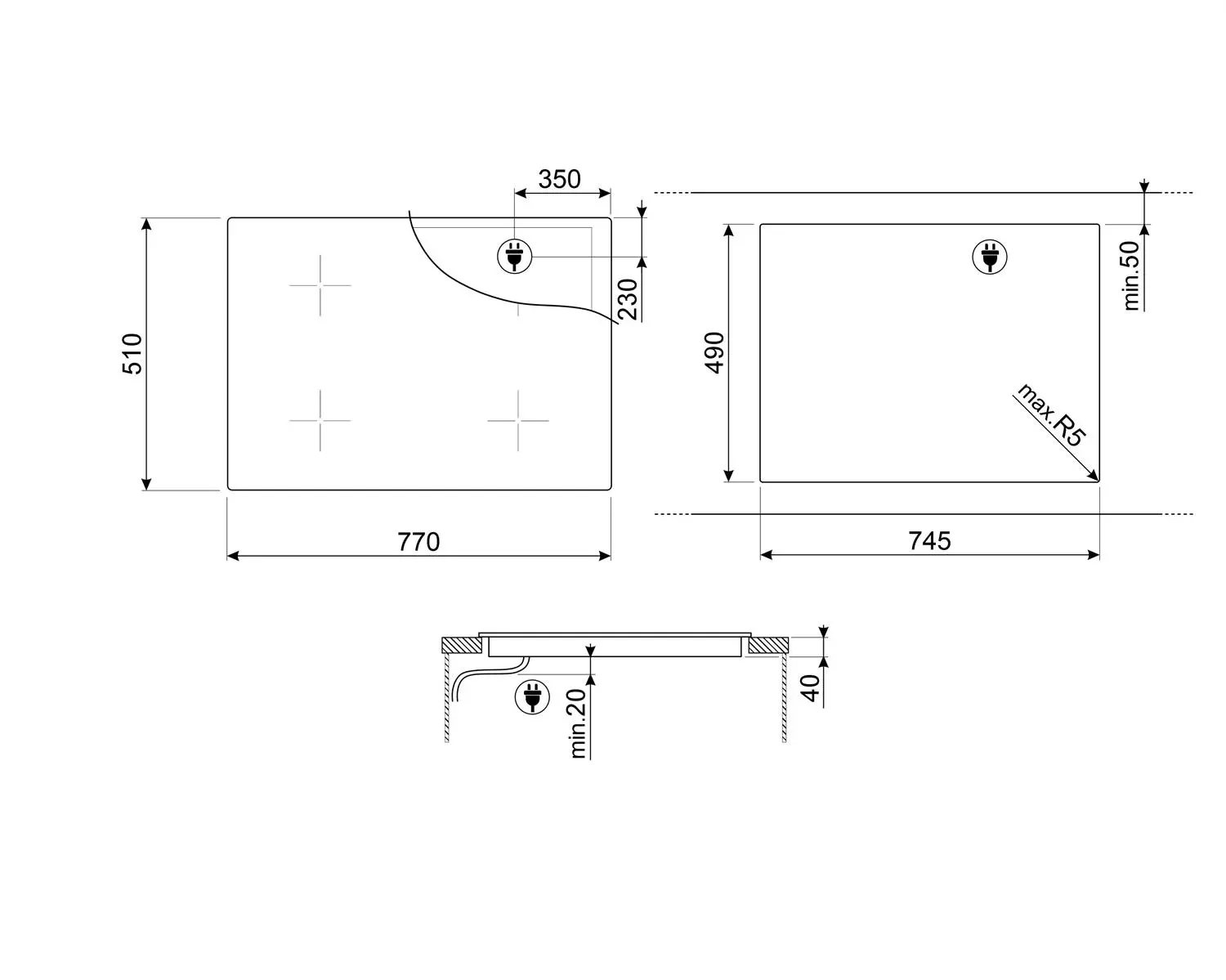 Płyta ceramiczna Smeg SE484EMTD 77cm