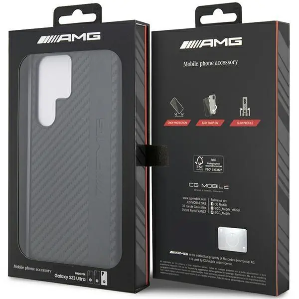 Etui Mercedes-Benz Carbon Stripe&Embossed AMHCS23LBLSCA do Samsung Galaxy S23 Ultra