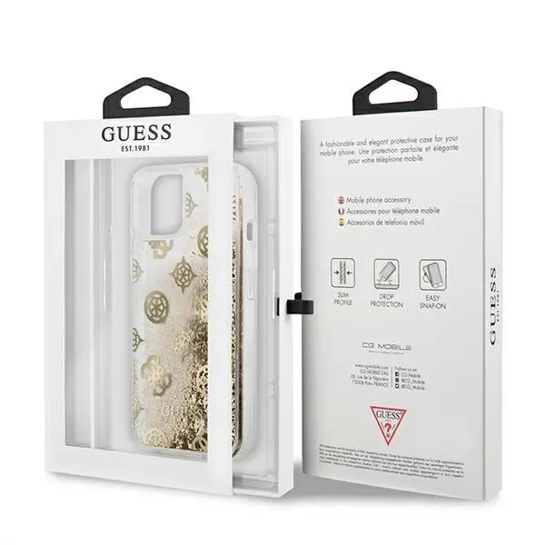 Etui Guess Peony Liquid Glitter GUHCP13SLGPEGO do iPhone 13 mini