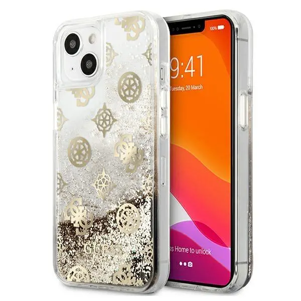 Etui Guess Peony Liquid Glitter GUHCP13SLGPEGO do iPhone 13 mini
