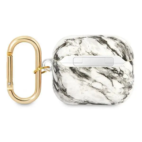 Etui na słuchawki Guess Marble Strap Collection do AirPods 3 Szaro-biały