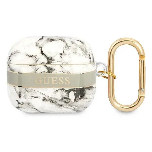 Etui na słuchawki Guess Marble Strap Collection do AirPods 3 Szaro-biały