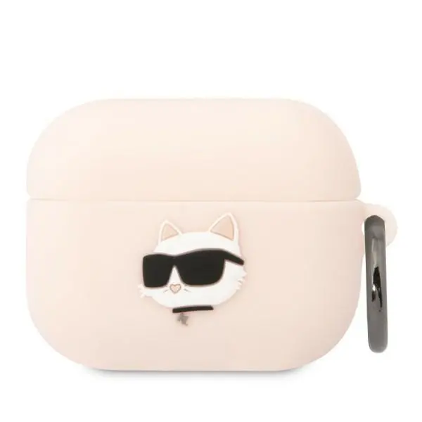 Etui na słuchawki Karl Lagerfeld Silicone Choupette Head 3D do AirPods Pro Różowy