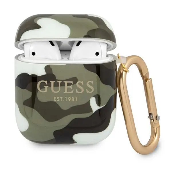 Etui na słuchawki Guess Camo Collection do AirPods Zielony moro