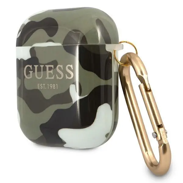 Etui na słuchawki Guess Camo Collection do AirPods Zielony moro