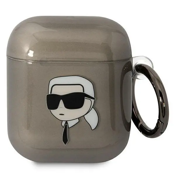 Etui na słuchawki Karl Lagerfeld Karl`s Head do AirPods 1/2 Przezroczysty/Czarny