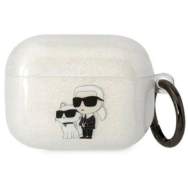 Etui na słuchawki Karl Lagerfeld Glitter Karl&Choupette do AirPods Pro Przezroczysty