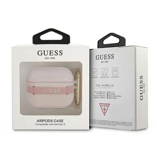 Etui na słuchawki Guess Strap Collection do AirPods 3 Różowy