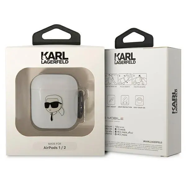Etui na słuchawki Karl Lagerfeld Karl`s Head do AirPods 1/2 Przezroczysty