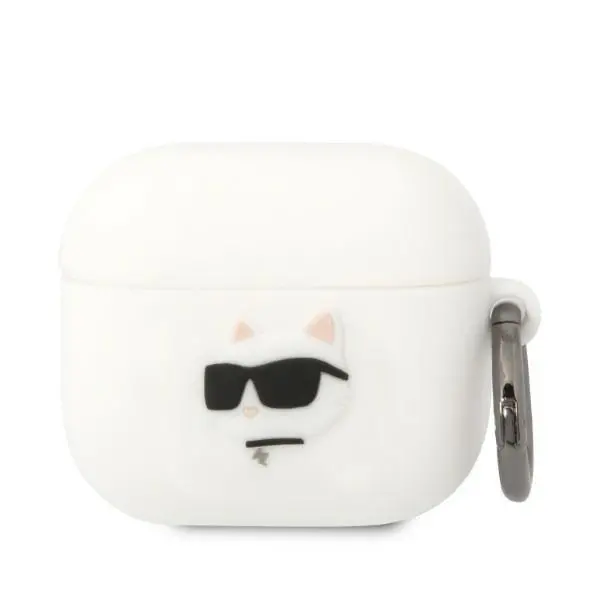 Etui na słuchawki Karl Lagerfeld Silicone Choupette Head 3D do AirPods 3 Biały