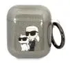 Etui na słuchawki Karl Lagerfeld Glitter Karl&Choupette do Airpods 1/2 Przezroczysty/Czarny