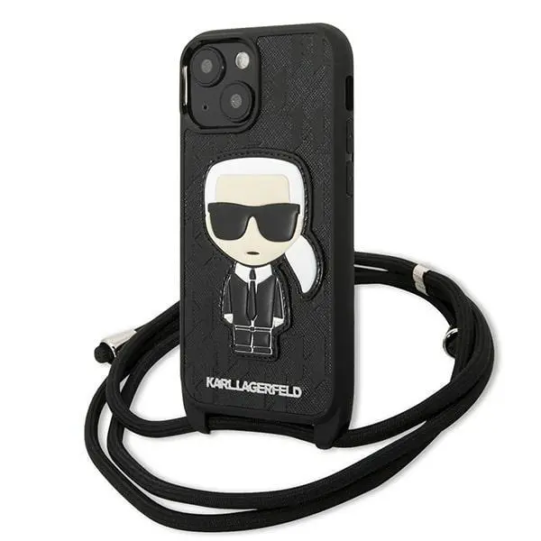 Etui Karl Lagerfeld Leather Monogram Patch and Cord Iconik KLHCP13SCMNIPK do iPhone 13 mini