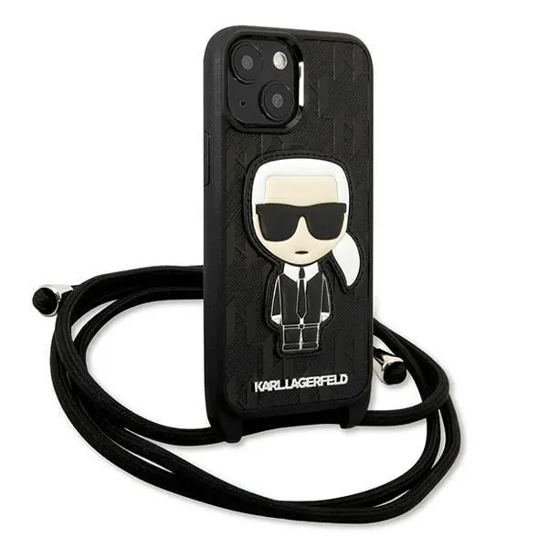 Etui Karl Lagerfeld Leather Monogram Patch and Cord Iconik KLHCP13SCMNIPK do iPhone 13 mini