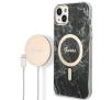 Zestaw Guess GUBPP14MHMEACSK  ładowarka indukcyjna + eui Marble MagSafe do iPhone 14 Plus