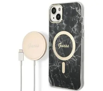 Zestaw Guess GUBPP14MHMEACSK ładowarka indukcyjna + eui Marble MagSafe do iPhone 14 Plus