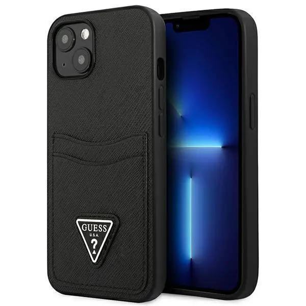Etui Guess Saffiano Triangle Logo Cardslot GUHCP13SPSATPK do iPhone 13 mini