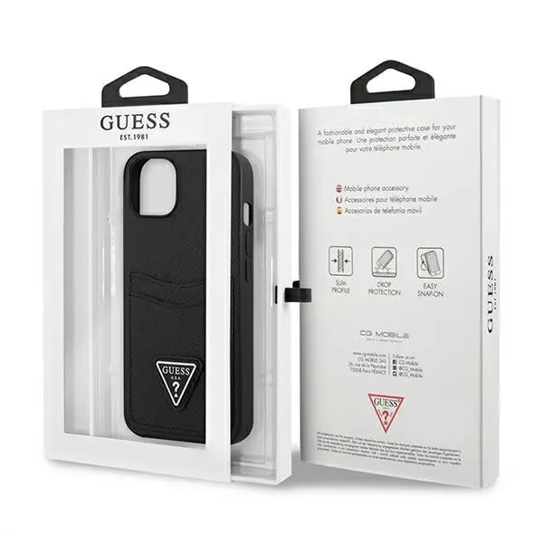Etui Guess Saffiano Triangle Logo Cardslot GUHCP13SPSATPK do iPhone 13 mini