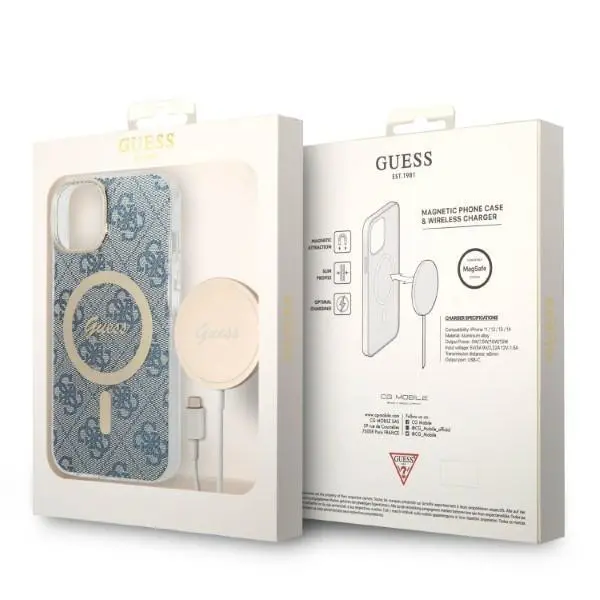 Zestaw Guess GUBPP14SH4EACSB ładowarka indukcyjna + etui 4G Print MagSafe do iPhone 14