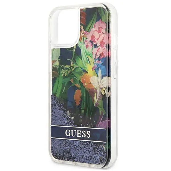 Etui Guess Flower Liquid Glitter GUHCP13SLFLSB do iPhone 13 mini