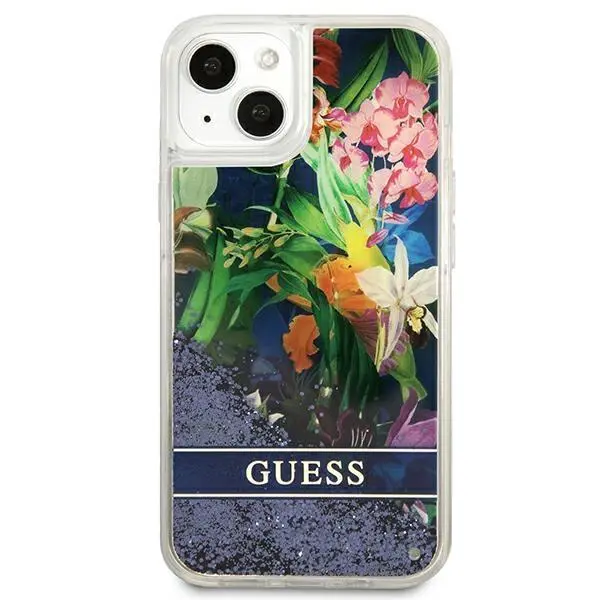 Etui Guess Flower Liquid Glitter GUHCP13SLFLSB do iPhone 13 mini