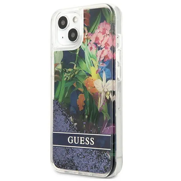 Etui Guess Flower Liquid Glitter GUHCP13SLFLSB do iPhone 13 mini