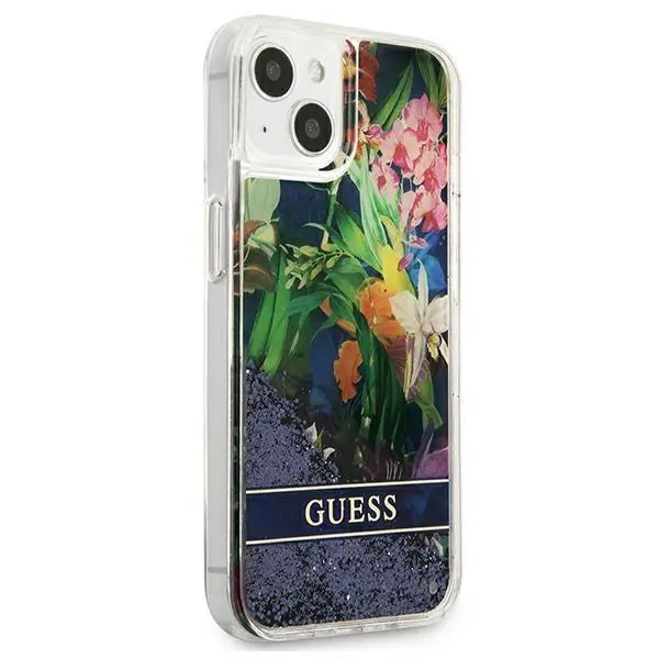 Etui Guess Flower Liquid Glitter GUHCP13SLFLSB do iPhone 13 mini