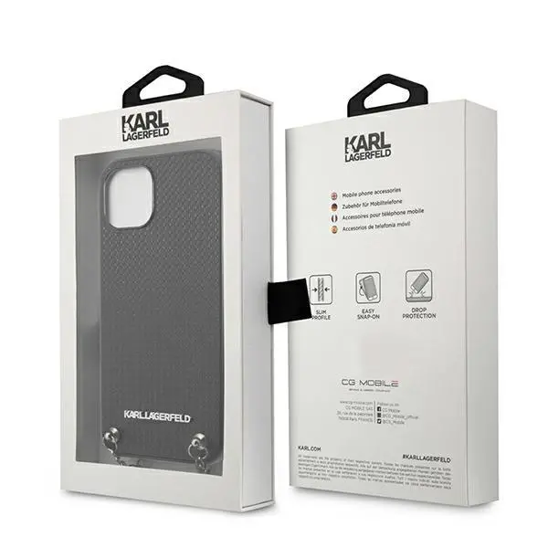 Etui Karl Lagerfeld Leather Textured and Chain KLHCP13MPMK do iPhone 13
