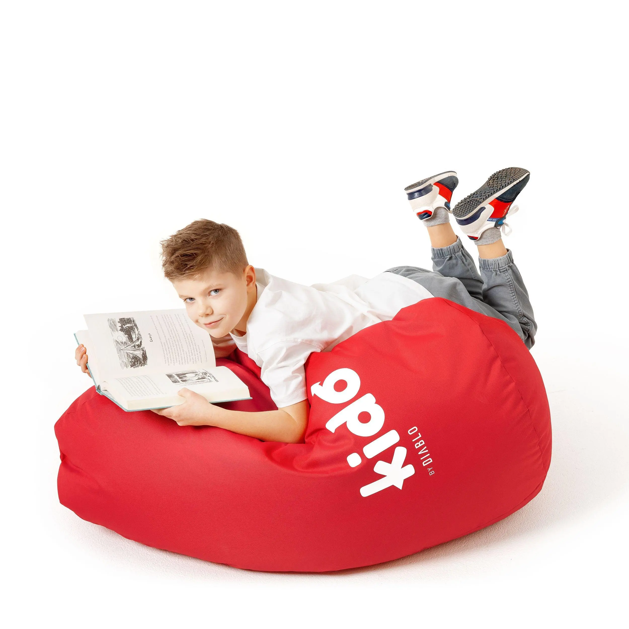 Pufa dla dzieci Diablo Chairs KIDO Tkanina Czerwony