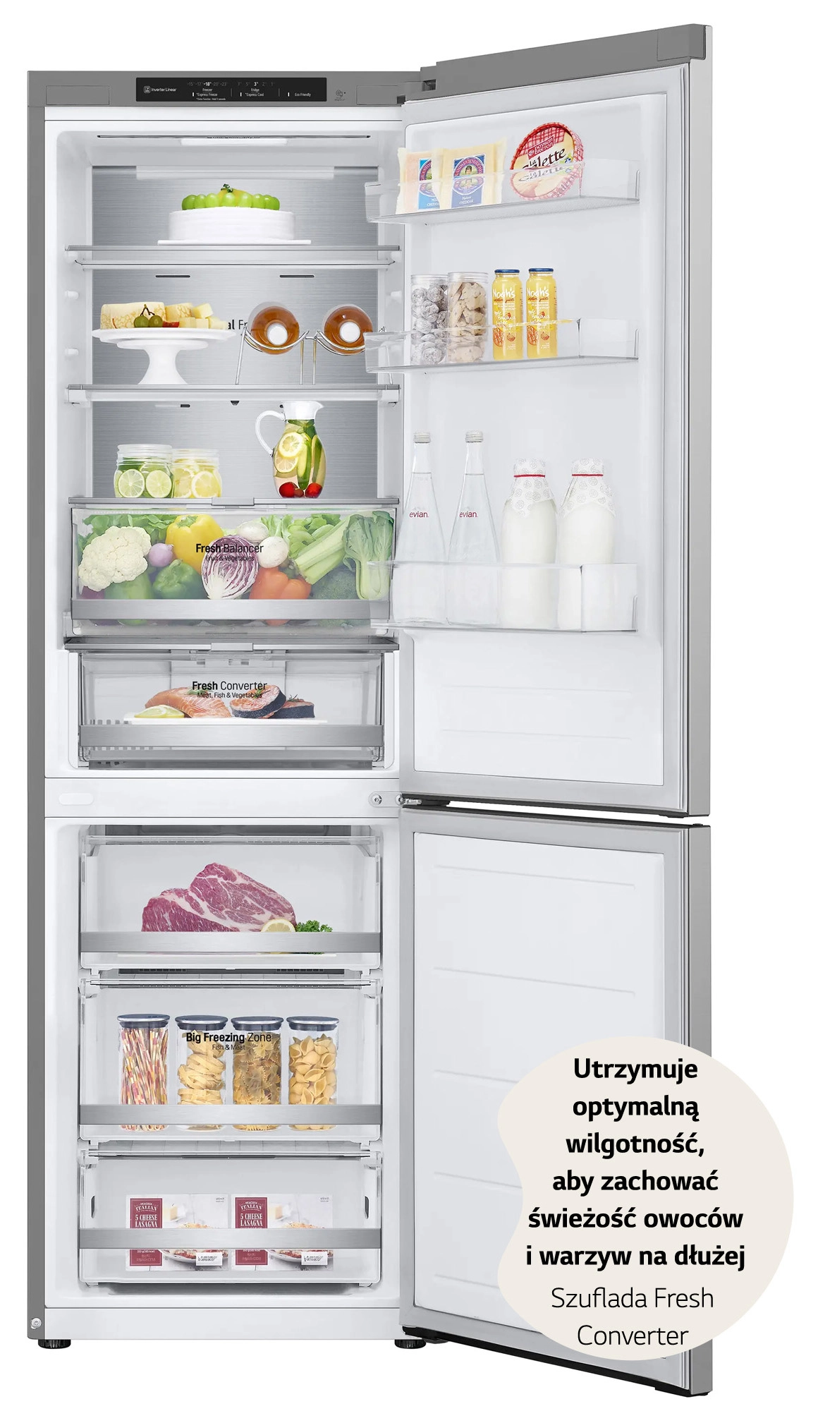 Lodówka LG GBV7180CPY Pełny No Frost 186cm Szuflada z kontrolą wilgotności Srebrny