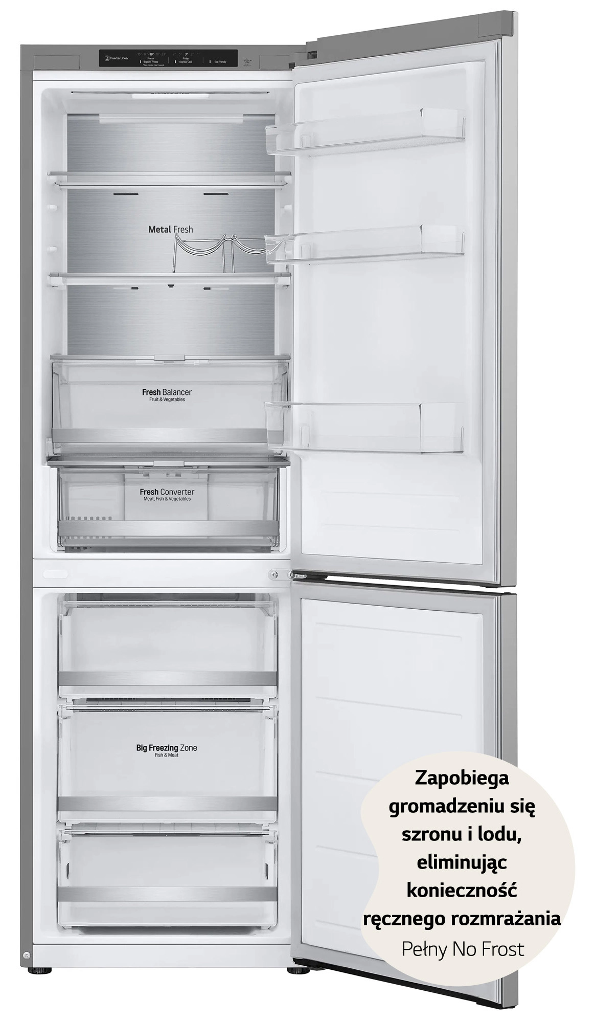 Lodówka LG GBV7180CPY Pełny No Frost 186cm Szuflada z kontrolą wilgotności Srebrny
