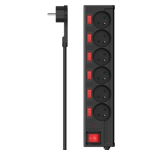 Listwa Hama P2223773 6 gniazd 1,4m Czarny