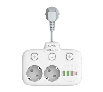 Listwa zasilająca Ldnio SE2435 z 2 gniazdami AC, 3x USB, USB-C (biały)