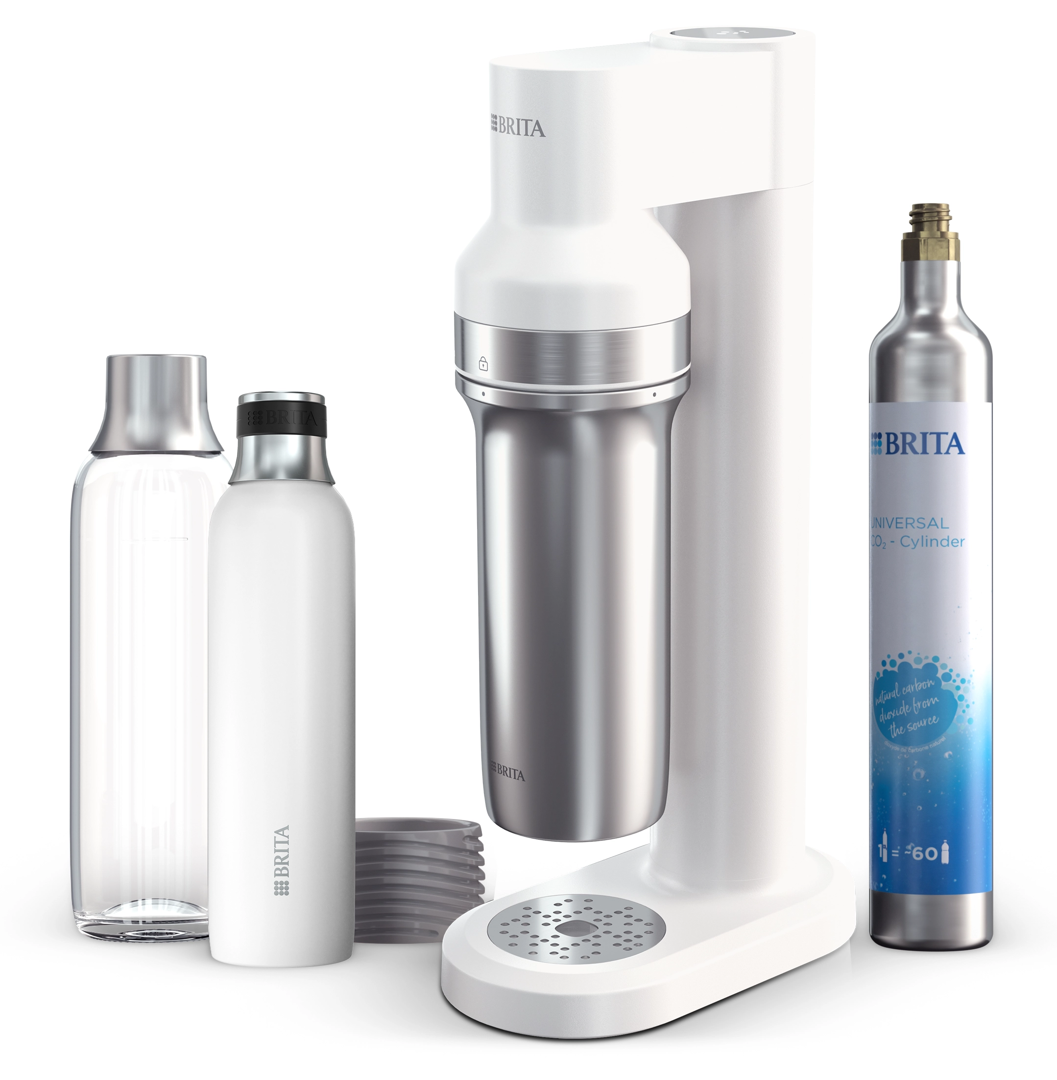 Saturator Brita sodaTRIO Biały + Nabój z gazem CO2