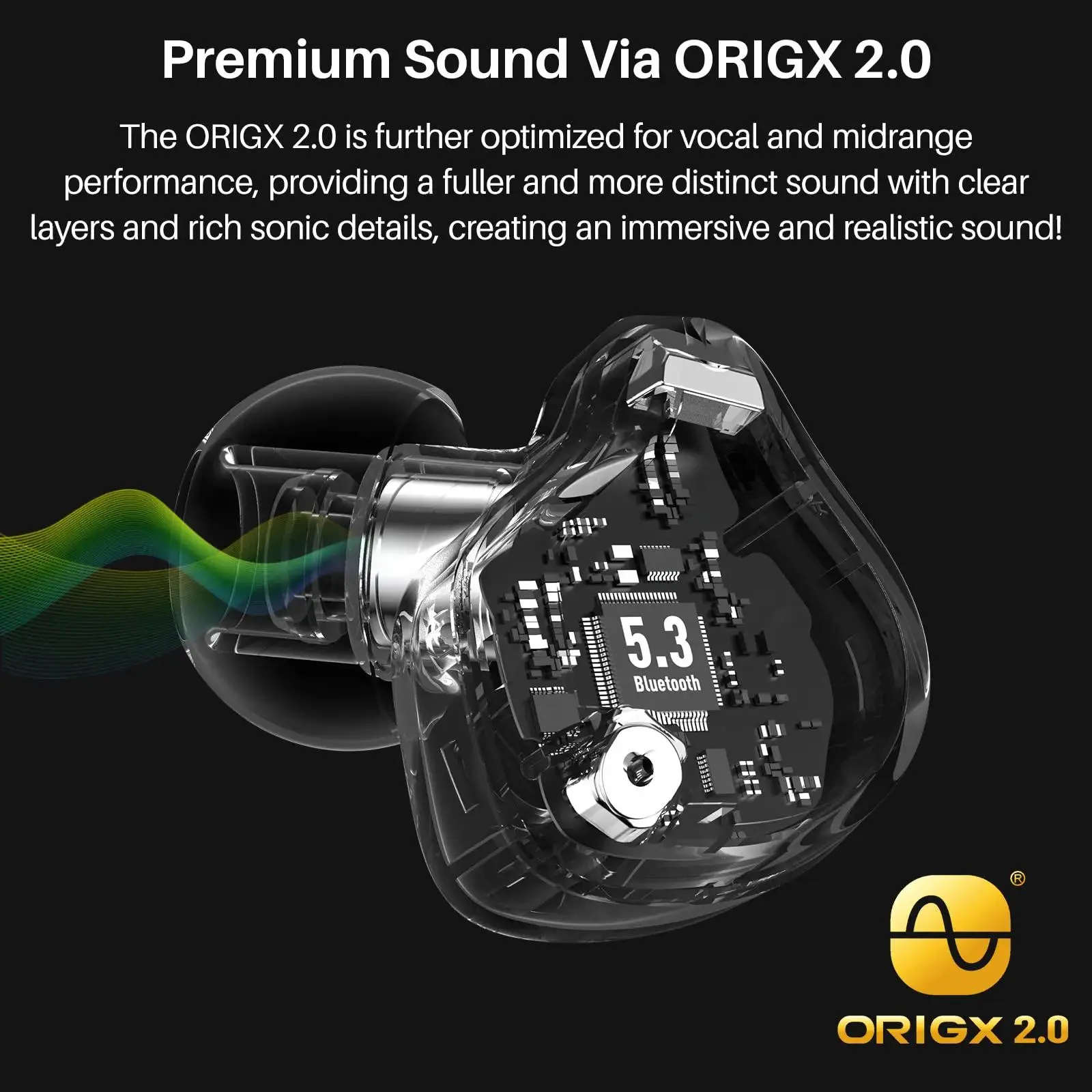 Słuchawki bezprzewodowe Tozo T18 Crystal Buds Dokanałowe Bluetooth 5.3 Czarny