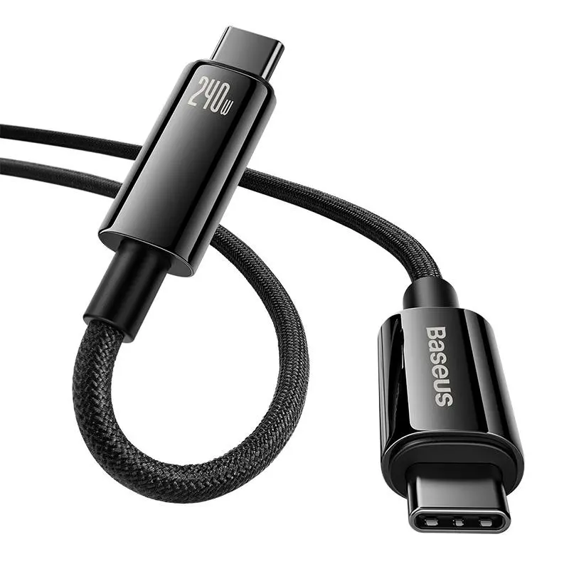 Kabel Baseus Tungsten Gold 240W USB-C do USB-C 2m Czarny